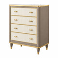 Cómoda 80 x 45 x 100 cm con 4 cajones en madera beige y dorado - estilo moderno