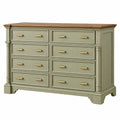 Cómoda 160 x 45 x 95 cm de madera verde grisáceo con 8 cajones estilo clásico