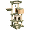 Árbol rascador para gatos 60 x 50 x 150 cm de madera y felpa verde con sisal