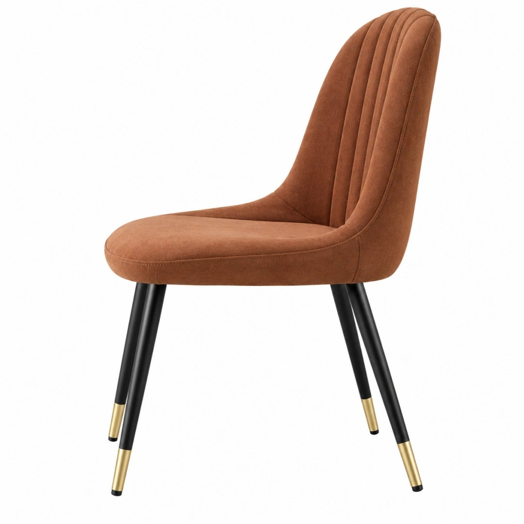 Silla de comedor 52 x 60 x 88 cm tapizada marrón con patas metálicas negras estilo moderno