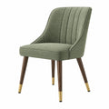 Silla de comedor 58 x 64 x 87 cm tapizada verde con patas de madera estilo moderno