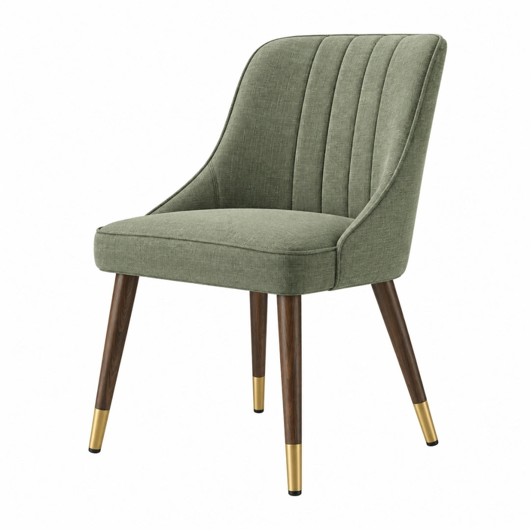 Silla de comedor 58 x 64 x 87 cm tapizada verde con patas de madera estilo moderno