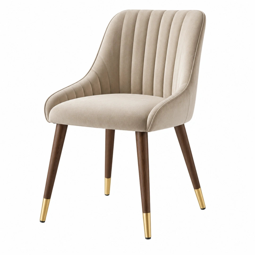 Silla de comedor 58 x 62 x 88 cm tapizada beige con patas de madera estilo moderno