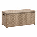 Arcón de almacenaje 120 x 50 x 60 cm de resina trenzada beige para exterior con tapa