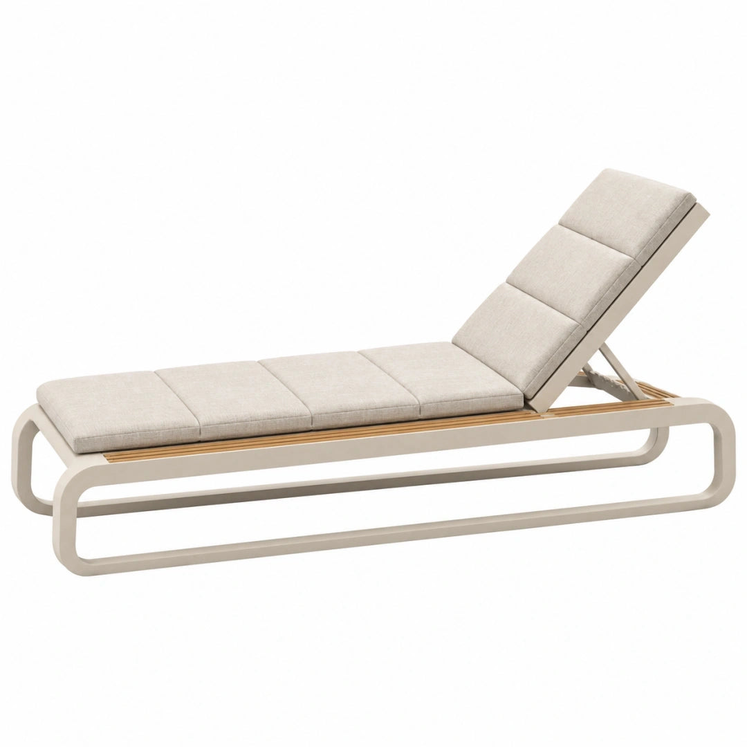 Tumbona de exterior 200 x 70 cm con aluminio beige y respaldo reclinable