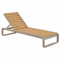 Tumbona de jardín 195 x 65 cm de aluminio y madera natural reclinable