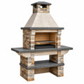 Barbacoa de obra 160 x 70 x 230 cm de piedra beige con parrilla metálica para exterior